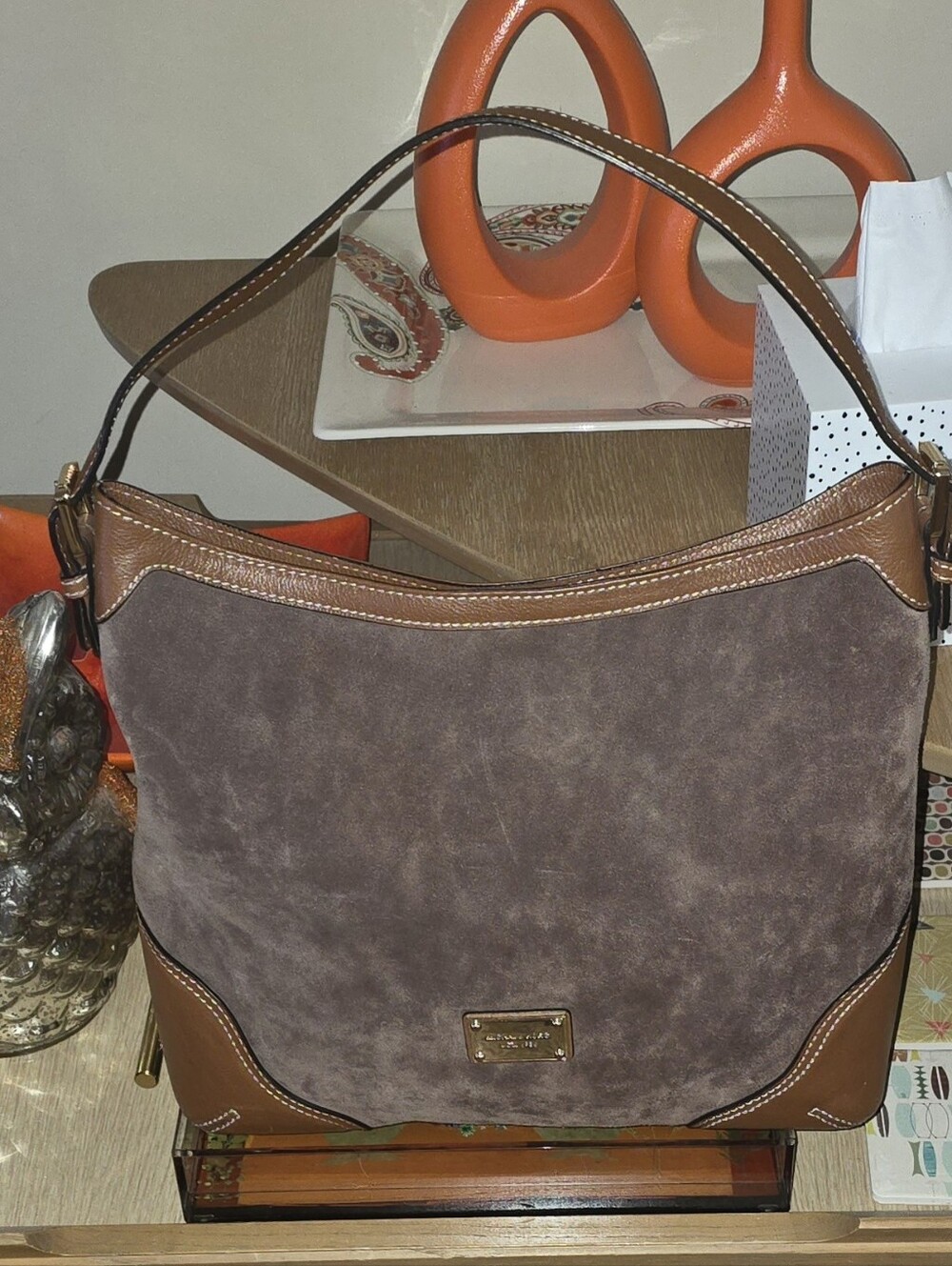 Michael Kors Millbrook Brown Suede Hobo